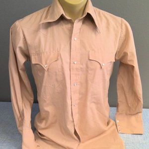 Vintage Rawhide Western Shirt Pearl Snap Long Sleeve Tan Men's Medium